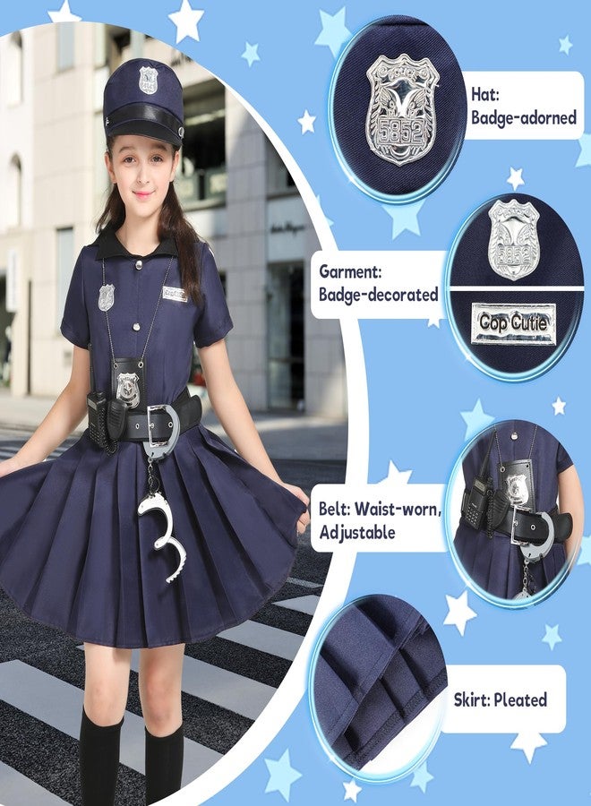Wizland Police Costume For Girls Career Day Halloween Toddler Cop Costume Police Uniform Outfit for Girls 6-8Y - Image 2
